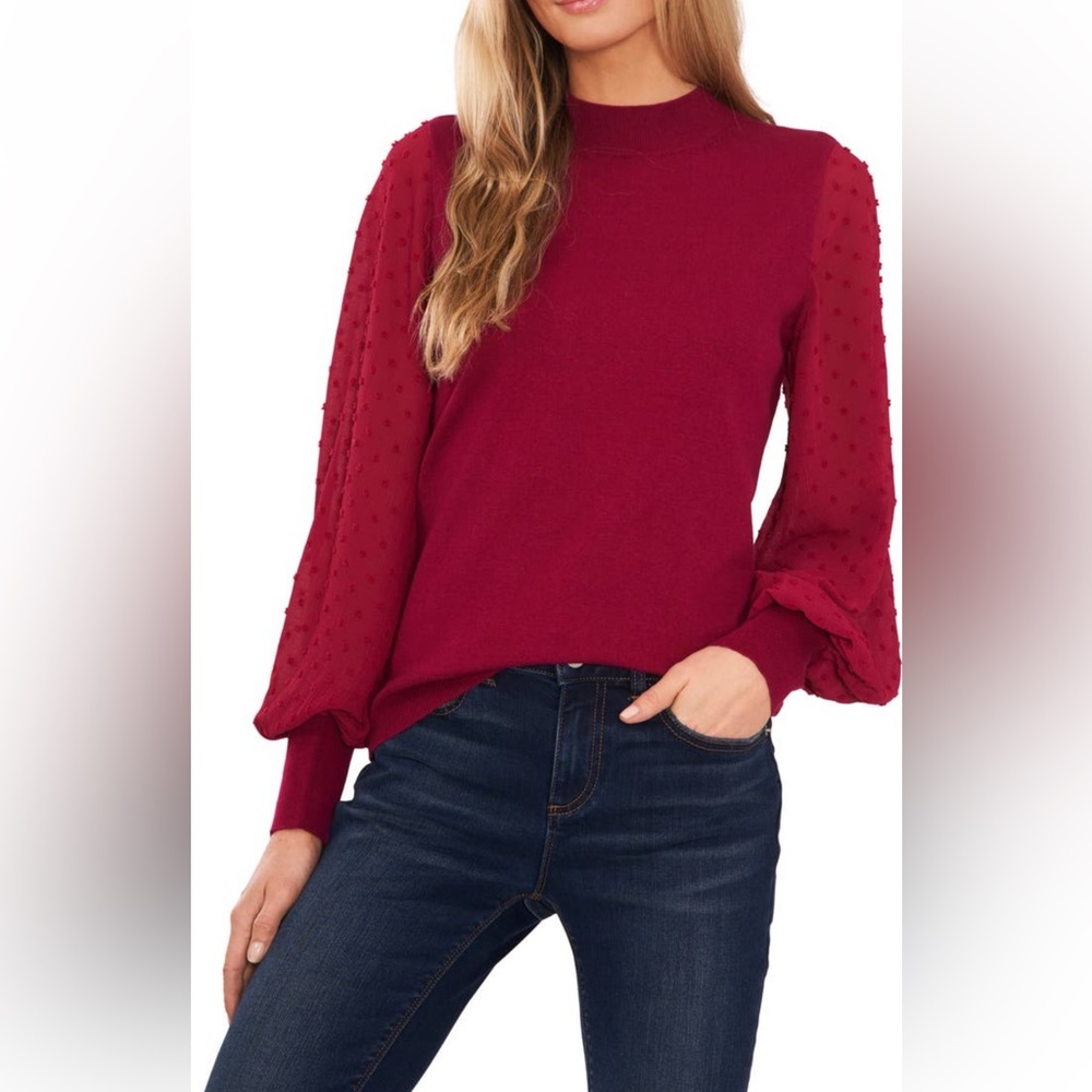 CeCe Clip Dot Sleeve Sweater XL